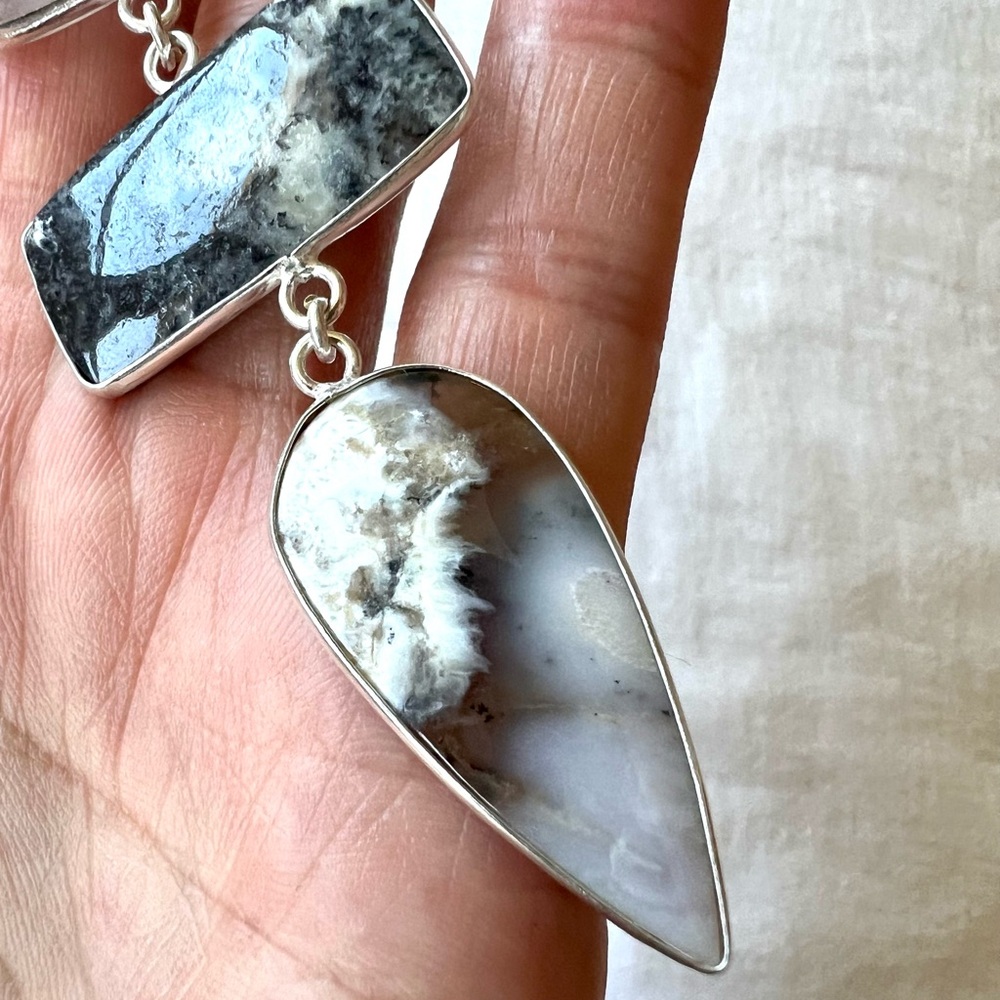 925 EARTH ENERGY Moss Dendrite Agate Cleavage Pendant Necklace - Picture 5 of 9